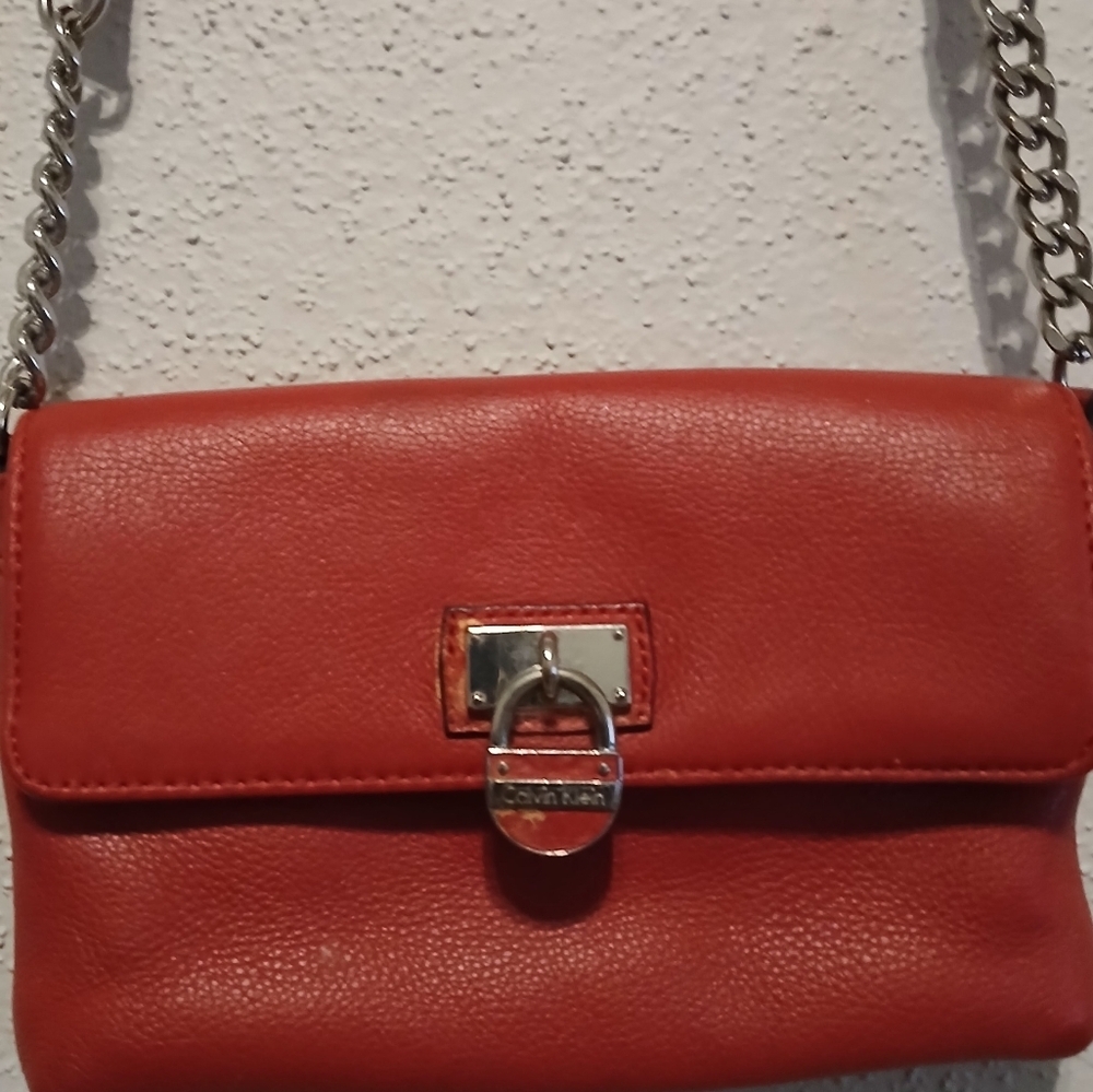 Calvin Klein Red Leather Crossbody Bag